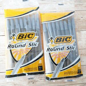 BIC Round Stic Pens Black Medium Point 2 Packs Classic Ballpoint Discontinued